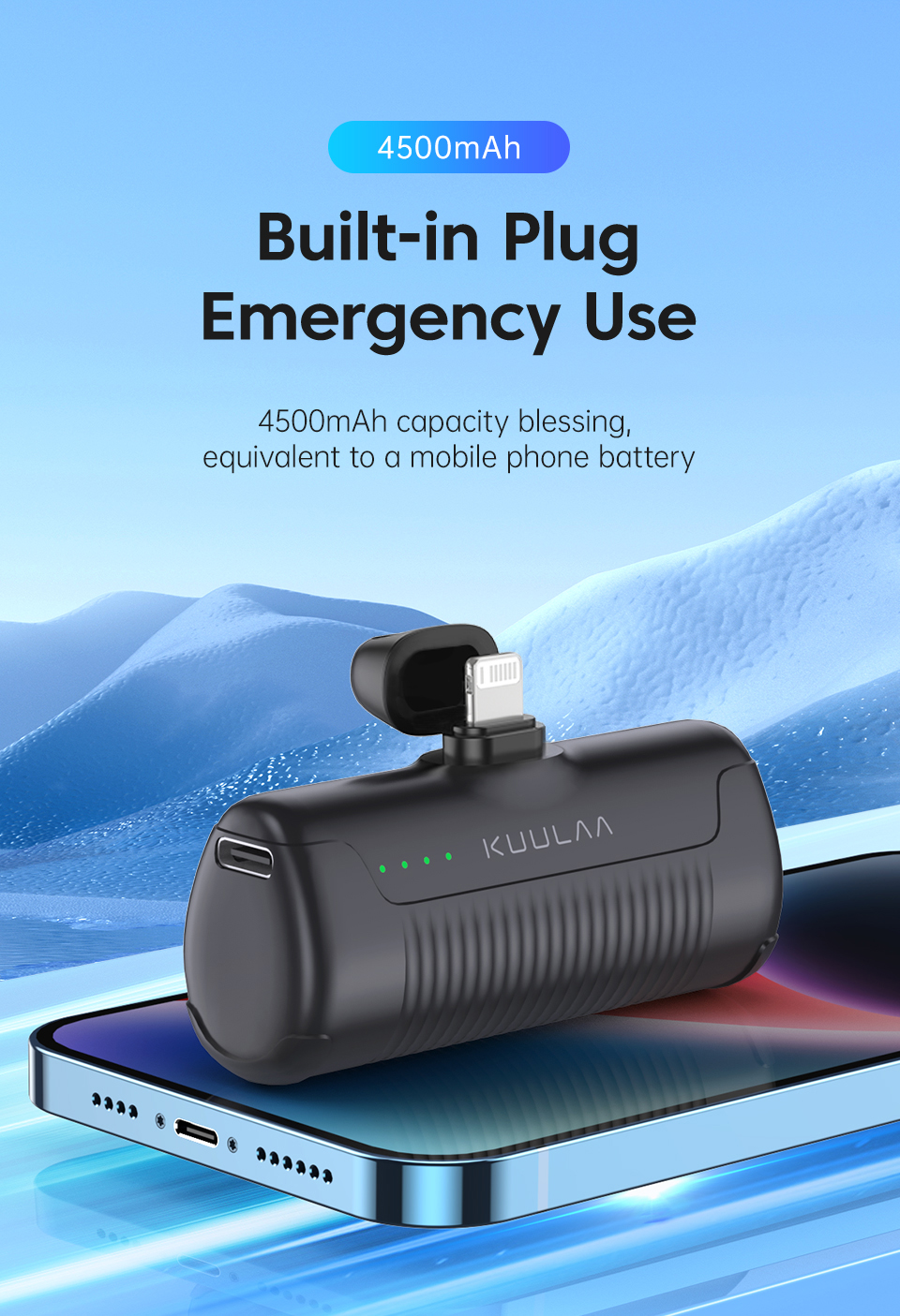 Mini Power Bank 4500mAh, Mini Batterie Externe, Chargeur Portable pour iPhone 14, 13, 12/11 Pro Max, Samsung, Xiaomi