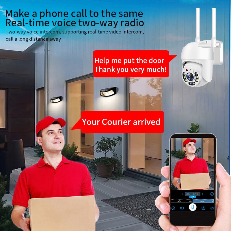 Caméra de surveillance extérieure 1080p, dispositif de sécurité sans fil, avec vision nocturne et suivi automatique
