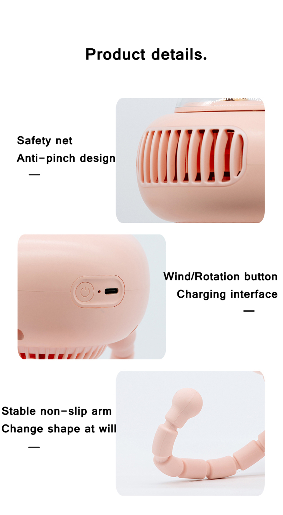 Ventilateur de poussette Portable sans lame, chargement USB, refroidissement de l'air, pour la maison, multi-usages, pour le bureau